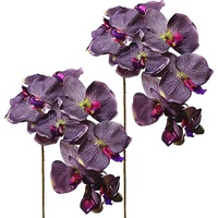 Kuppn Künstliche Orchidee, 10 Köpfe, Violett, 54 cm, Seide, Phalaenopsis-Blume, fühlt sich echt an, Schmetterling-Orchidee, Latex-Orchideen für Zuhause, Büro, Hochzeit, Dekoration, 2 Stück
