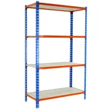 Proregal Schwerlastregal Mid Muli HxBxT 150 x 90 x 50 cm 4 Fachböden Fachlast 150 kg Blau-Orange
