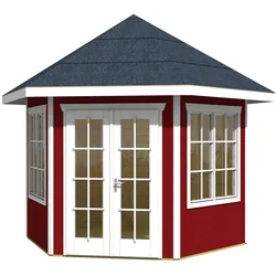 Holzpavillon SKANHOLZ "Almelo", rot (schwedenrot), H: 354cm, Pavillons, 350 x 303cm