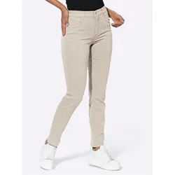 Stretch-Jeans ASCARI, Damen, Gr. 46, Normalgrößen, beige (sand), 91% Baumwolle, 6% Polyester, 3% Elasthan, unifarben, lang, Jeans, Topseller