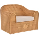 Krines Home Relaxsessel Rattansessel Breiter Wohnzimmer Sessel aus echtem Rattan Thronsessel, Bequem gelb