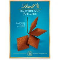 Lindt Hauchdünne Täfelchen Caramel&Salz | 125g Schachtel | Vollmilch Schokolade