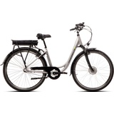 Saxonette E-Bike SAXONETTE "Advanced Plus" E-Bikes Gr. 45 cm, 28 Zoll (71,12 cm), silberfarben (silberfarben matt) E-Bikes Damen E-Bike Cityrad, Rücktrittbremse, integr. Rahmenschloss, Pedelec
