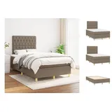 vidaXL Boxspringbett mit Matratze Taupe 120x200 cm Stoff