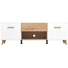 Home Affaire Wohnzimmer-Set HOME AFFAIRE "Bretagna Wohnwand, Mediawand, Anbauwand, TV-Wand, Breite 302 cm", beige, B:301,5cm H:202,5cm T:41,5cm, Glas, Hartfaserplatte, Holzwerkstoff, Kunststoff, MDF, Metall, Kastenmöbel-Sets, Set besteht aus 2 Vitrinen, TV-Board und 