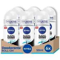 NIVEA Black & White Invisible Fresh Roll-On 6 x 50 ml
