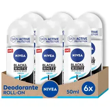 NIVEA Black & White Invisible Fresh Roll-On 6 x 50 ml