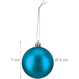 Relaxdays Weihnachtskugeln 100er Set Weihnachtsdeko, Mattes Design, Christbaumkugel, Tannenbaumschmuck ∅ 6 cm, Petrol