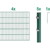 GAH Alberts Alberts Komplettset Doppelstabmattenzaun, grün, Mattenbreite 2 m,