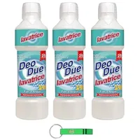 3x DEO DUE Detersivo Lavatrice Fiori D'Acqua,Waschmaschine Flüssigwaschmittel,25 Wäschen 1000ml + Beni Culinari Kostenloser Schlüsselanhänger