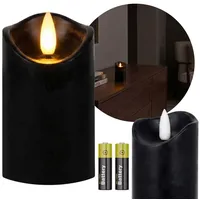 Sarcia.eu LED-Kerze Schwarze LED-Kerze mit Flammeneffekt für Grablichter, 10 cm schwarz