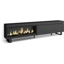 SKRAUT HOME Wohnzimmer TV-Schrank, 237x35x57cm, Großformat-TV, XXL-Elektrokamin, Industriedesign, Farbe Schwarz - 499_7