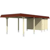 SKANHOLZ Carport Wendland 3,62 x 8,70 m Eiche hell mit Abstellraum