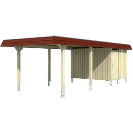 SKANHOLZ Carport Wendland 3,62 x 8,70 m Eiche hell mit Abstellraum