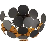 Licht-Erlebnisse Deckenleuchte Metall Ø 52 cm in Schwarz Gold E14 3-flammig rund Modern - Bunt