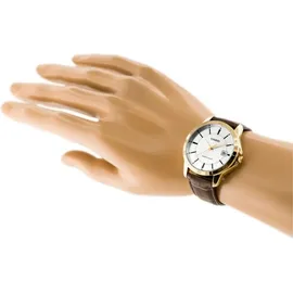 Casio Collection MTP-V004GL-7AUDF Herrenuhr - Dunkelrot/Weiß/Gold