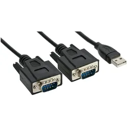InLine® USB 2.0 zu 2x Seriell Adapterkabel Stecker A an 2x 9pol SubD ST, 1,5m