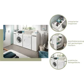 WELLTIME Waschmaschinenumbauschrank WELLTIME "FALAS, TOPSELLER, Breite 66 cm, mit großer Ablagefläche", weiß, B:66cm H:101cm T:60cm, FSC-zertifizierter Holzwerkstoff, Schränke, Überbauschrank, Umbauschrank, Waschmaschinenschrank