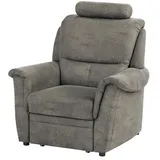 meinSofa Sessel Chris Mikrofaser 102 x 96 x 92 cm Braun mit Hocker