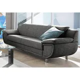TRENDMANUFAKTUR 3-Sitzer »Rondo, Breite 207 cm, breite Armlehnen, Füße chromfarben«, Big-Sofa wahlweise mit Federkern, in verschiedenen Bezügen bestellbar, grau