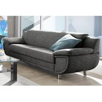TRENDMANUFAKTUR 3-Sitzer »Rondo, Breite 207 cm, breite Armlehnen, Füße chromfarben«, Big-Sofa wahlweise mit Federkern, in verschiedenen Bezügen bestellbar, grau