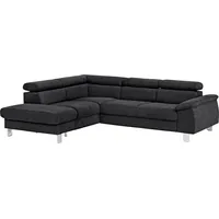 COTTA Ecksofa Komaris L-Form, B: 249 cm, mit Kopfteilverstellung, optional Bettfunktion, Bettkasten & Licht schwarz