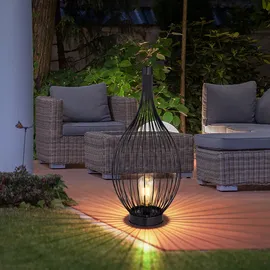ETC Shop 2x LED Solar Hängelampe Metall spritzwassergeschützt IP44 schwarz