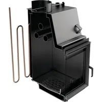 Kratki ZUZIA Kamineinsatz Stahl Schwarz/Abdeckplatte Glas