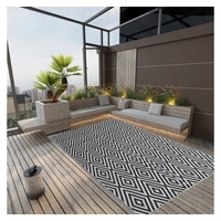 Outdoorteppich Outdoor-Teppich Schwarz 140x200 cm PP, vidaXL schwarz|weiß