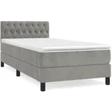 vidaXL Boxspringbett mit Matratze Hellgrau 90x200 cm Samt