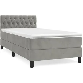 vidaXL Boxspringbett mit Matratze Hellgrau 90x200 cm Samt