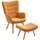 Homcom Sessel mit Hocker, Ohrensessel mit Hoher Rückenlehne, Holzbeine, Loungesessel mit getuftetem Design, Cord-Optik, für Wohnzimmer, Braun