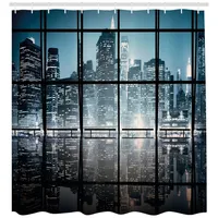 ABAKUHAUS Duschvorhang New York bei Nacht 175 x 200