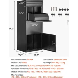 Vevor Paketbriefkasten schwarz