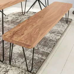 KADIMA DESIGN Esszimmer Sitzbank BAGLI Massiv-Holz Akazie 120 x 45 x 40 cm Holz-Bank Natur-Produkt Küchenbank im