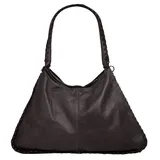 Samantha look Shopper echt Leder, Damen, Made in Italy geräumige Umhängetasche mit Flechrand - Einheitsgröße