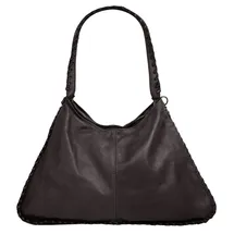 Samantha look Shopper echt Leder, Damen, Made in Italy geräumige Umhängetasche mit Flechrand - Einheitsgröße