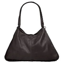 Samantha look Shopper echt Leder, Damen, Made in Italy geräumige Umhängetasche mit Flechrand - Einheitsgröße