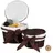 Relaxdays Badkörbchen 2er Set Aufbewahrung Korbset mit Deckel geflochten aus Buri Holz 31 x 31 x 22 cm schokobraun
