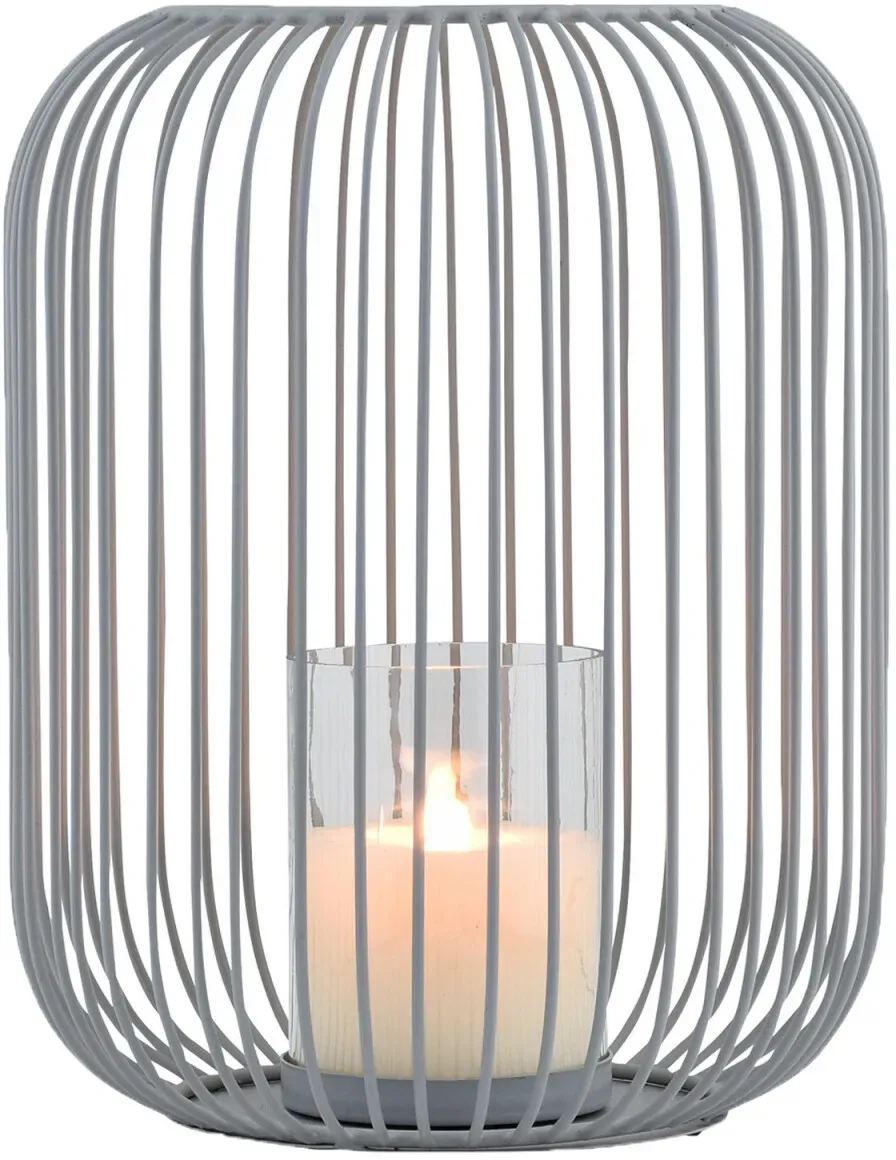 Boho Deko Windlicht Teelichthalter Kerzenhalter Tesour Grau Gross