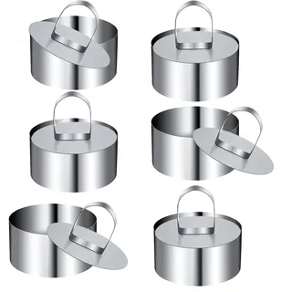 thirei Dessertringe und Speiseringe Set, 6 Stück Edelstahl Dessertringe, Runde Dessertringe für Kochen und Backen