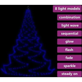 vidaXL LED-Wandbaum mit Metallhaken 260 LED Blau 3 m