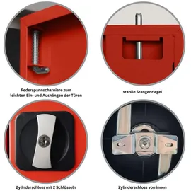 Proregal Bee Aktenschrank 195 x 92 x 42 cm Schwarz-Rot