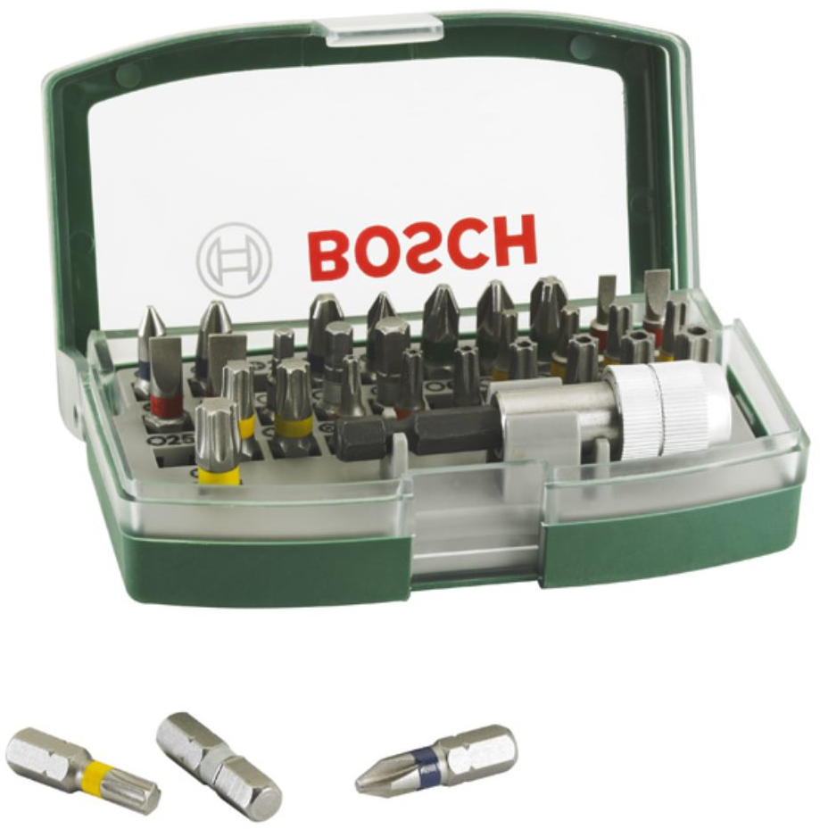 Bosch 32tlg. Schrauberbit-Set (PH‑, PZ‑, Hex‑, T‑, TH‑, S‑Bit, Zubehör Bohrschrauber und Schraubendreher)