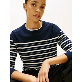 Tommy Hilfiger Co JERSEY STITCH C-NK SWT Ww0Ww44984 Pullover, Blue (Dark night Navy/Calico multi stp, L