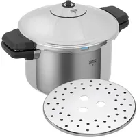 Kuhn Rikon DUROMATIC INOX Schnellkochtopf 5.0 L, 22 cm Edelstahl, Dampfkochtopf Induktion, Siebeinsatz inklusive