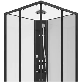 vente-unique Eck-Duschkabine mit Hydromassage - 80 x 80 x 225 cm - KIVORA - Schwarz