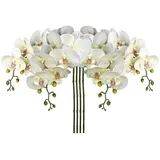 luxuskollektion Kunstblume Orchidee Phalenopsis Orchideenzweig 9 Blüten Beige 4 Pcs