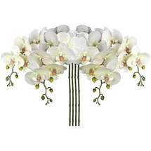 luxuskollektion Kunstblume Orchidee Phalenopsis Orchideenzweig 9 Blüten Beige 4 Pcs