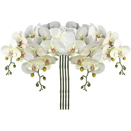 luxuskollektion Kunstblume Orchidee Phalenopsis Orchideenzweig 9 Blüten Beige 4 Pcs